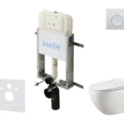 kielle Genesis New - komplekts priekšsienas uzstādīšanai, WC Gaia, Rimless, Softclose sēdeklis un vadības plate Gemini New I, spīdīgs hroms 30528SZ11
