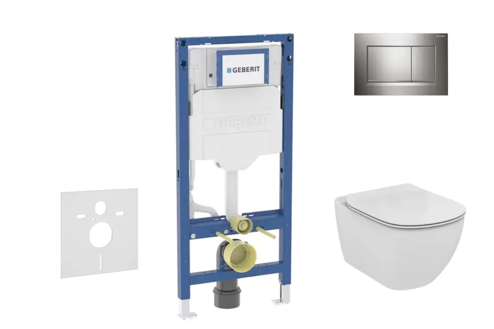 Geberit Duofix - komplekts priekšsienas elements, Tesi-WC ar sēdekli un Sigma20 vadības plati, hroms SANI11CD1121