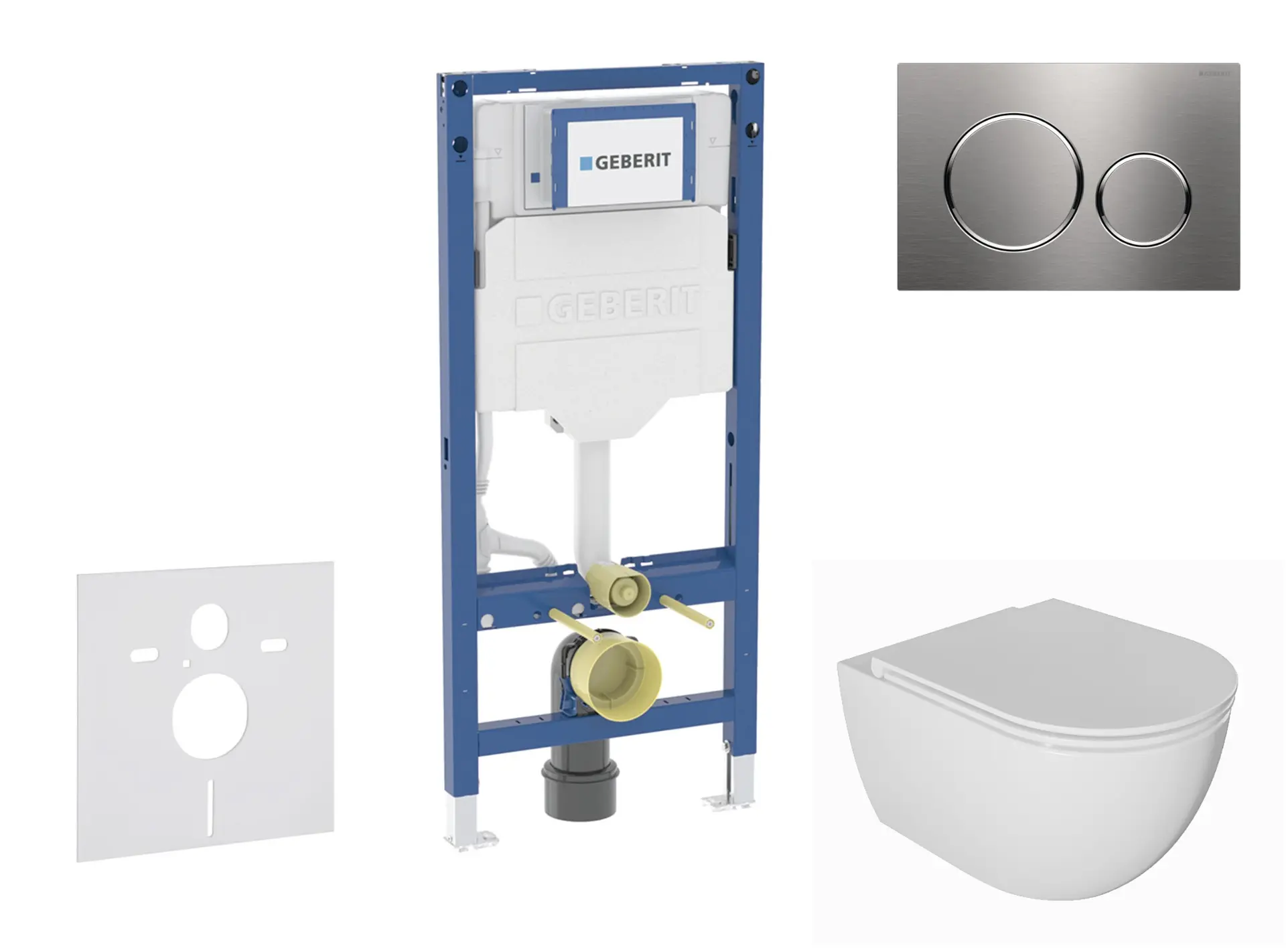 Geberit Duofix - komplekts priekšsienas elements, WC Oudee ar SoftClose sēdekli un Sigma20 vadības plati, nerūsējošais tērauds SANI11CA6101B