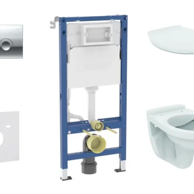 Geberit Duofix - komplekts priekšsienas elements, Alpha-WC ar sēdekli un Delta21 vadības plati, spīdīgs hroms SANI11CD1141