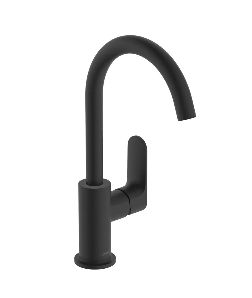 Hansgrohe Rebris S - izlietnes maisītājs ar noteci un grozāmu izteku, melns matēts 72536670