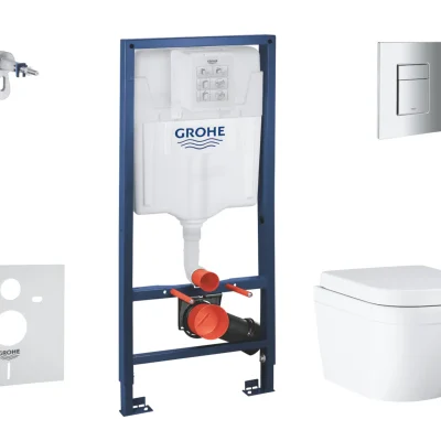 Grohe Solido - komplekts ar priekšsienas elementu, WC un sēdekli Euro Ceramic Compact, SoftClose, Triple Vortex, vadības plati Even, hroms SANI15BB1106