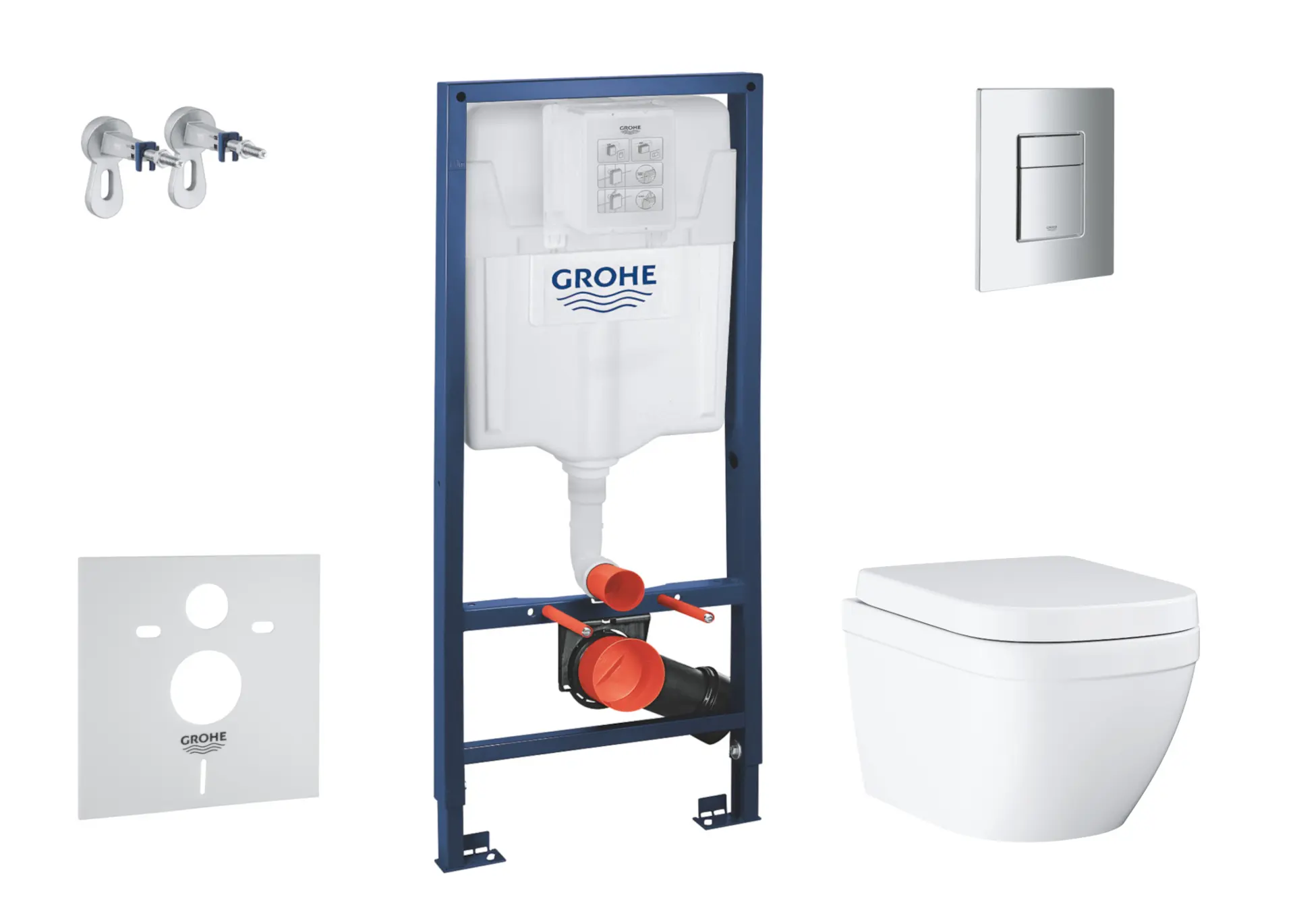 Grohe Solido - priekšsienas elementa komplekts, WC un sēdeklis Euro Ceramic, SoftClose, Triple Vortex, vadības plate Even, hroms SANI15BB1105