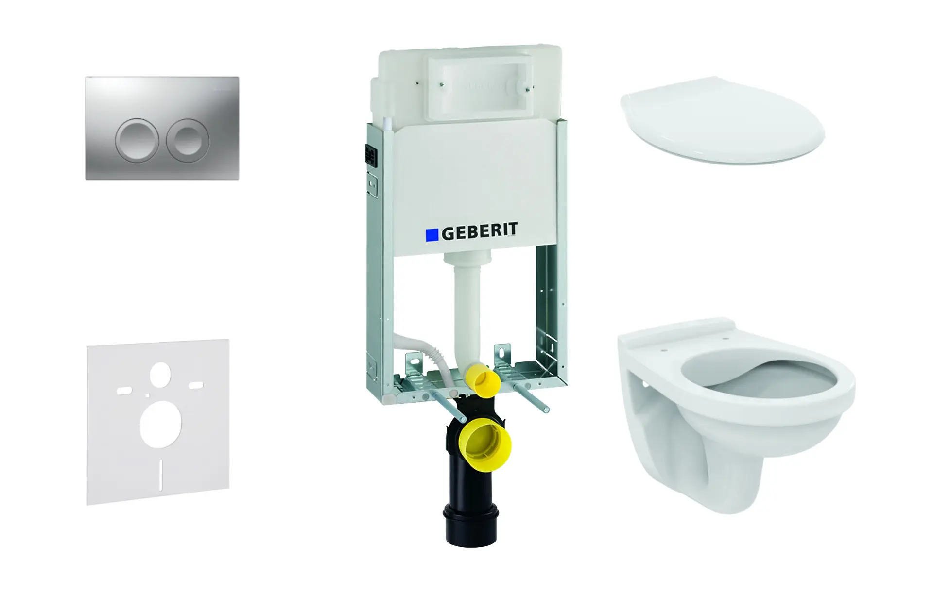 Geberit Kombifix - uzstādīšanas elements sienas WC Alpha ar WC sēdekli, ar vadības plati Delta21, hroms matēts 110.100.00.1 NR3