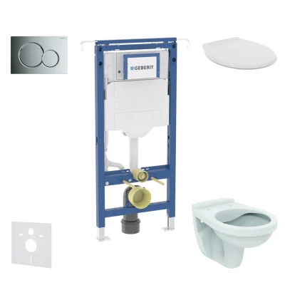 Geberit Duofix - komplekts, priekšsienas elements, Alpha-WC ar sēdekli un Sigma01 vadības plati, spīdīgs hroms SANI11CD1107