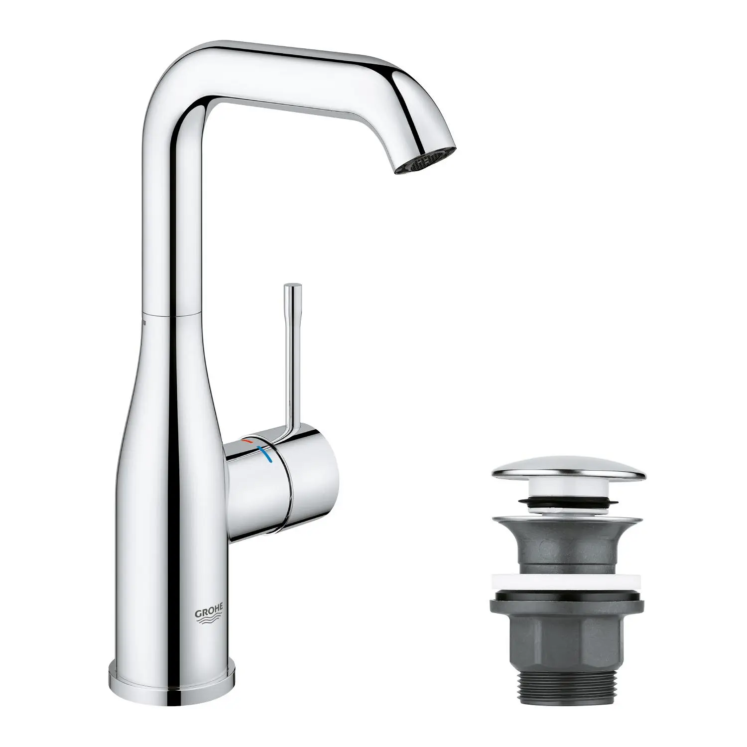 Grohe Essence New - izlietnes vienas sviras maisītājs ar Pusch-Open izteku, hromēts 23799001