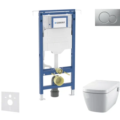 Geberit Duofix - komplekts ar priekšsienas elementu, Tece One WC un sēdekli, Sigma01 pogām, Rimless, SoftClose, hroms matēts SANI11CT2100