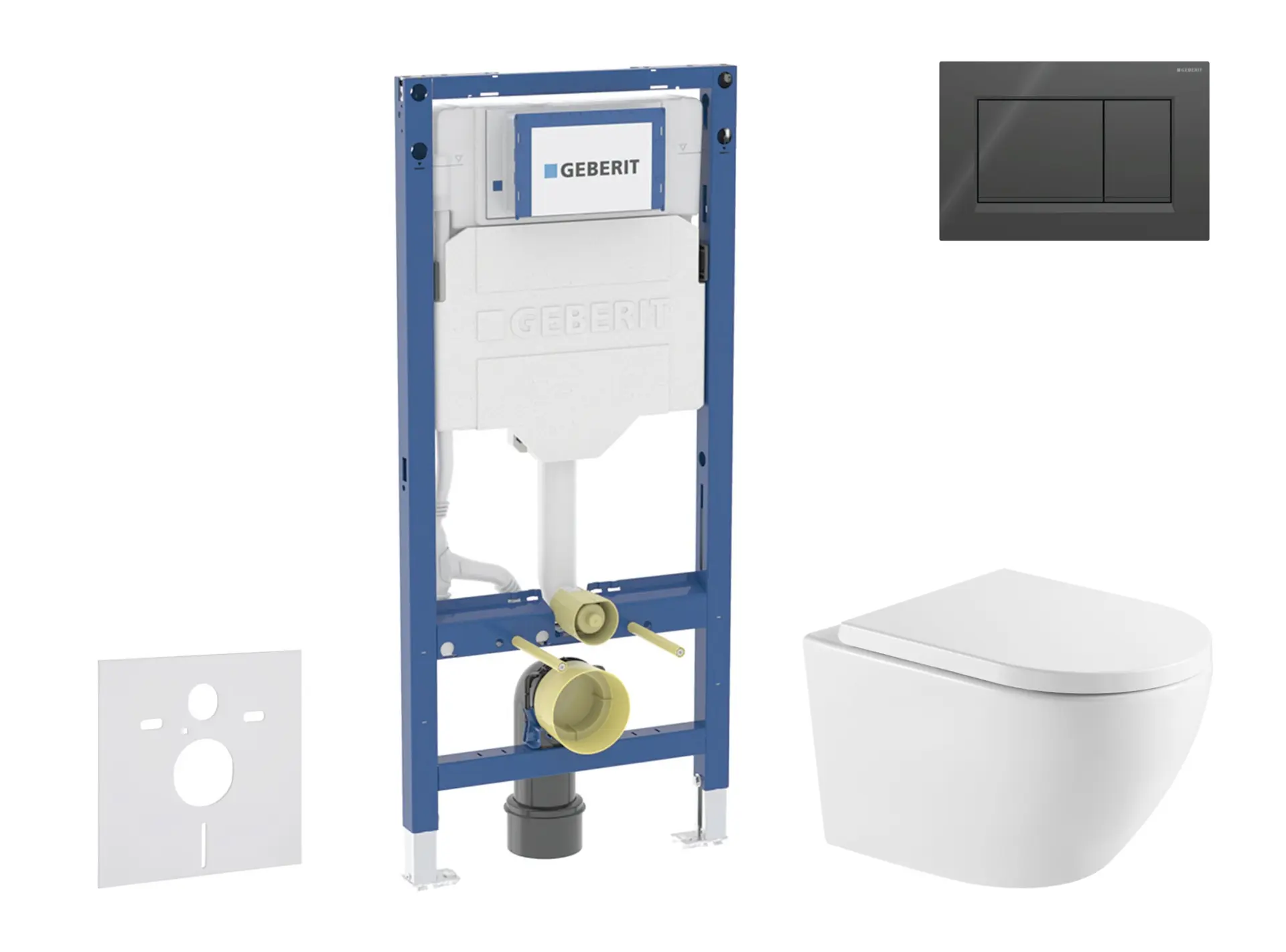 Geberit Duofix - komplekts ar priekšsienas elementu, WC Oudee ar SoftClose sēdekli un Sigma20 vadības plati, melns spīdīgs/melns matēts SANI11CA5176