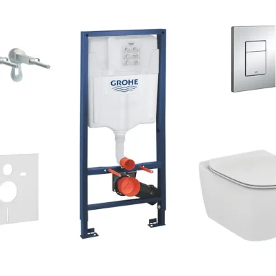 Grohe Rapid SL - priekšsienas elements, WC un sēdeklis Ideal Standard, Aquablade, SoftClose, vadības plate Skate Cosmo, hroms 38528SET-KU