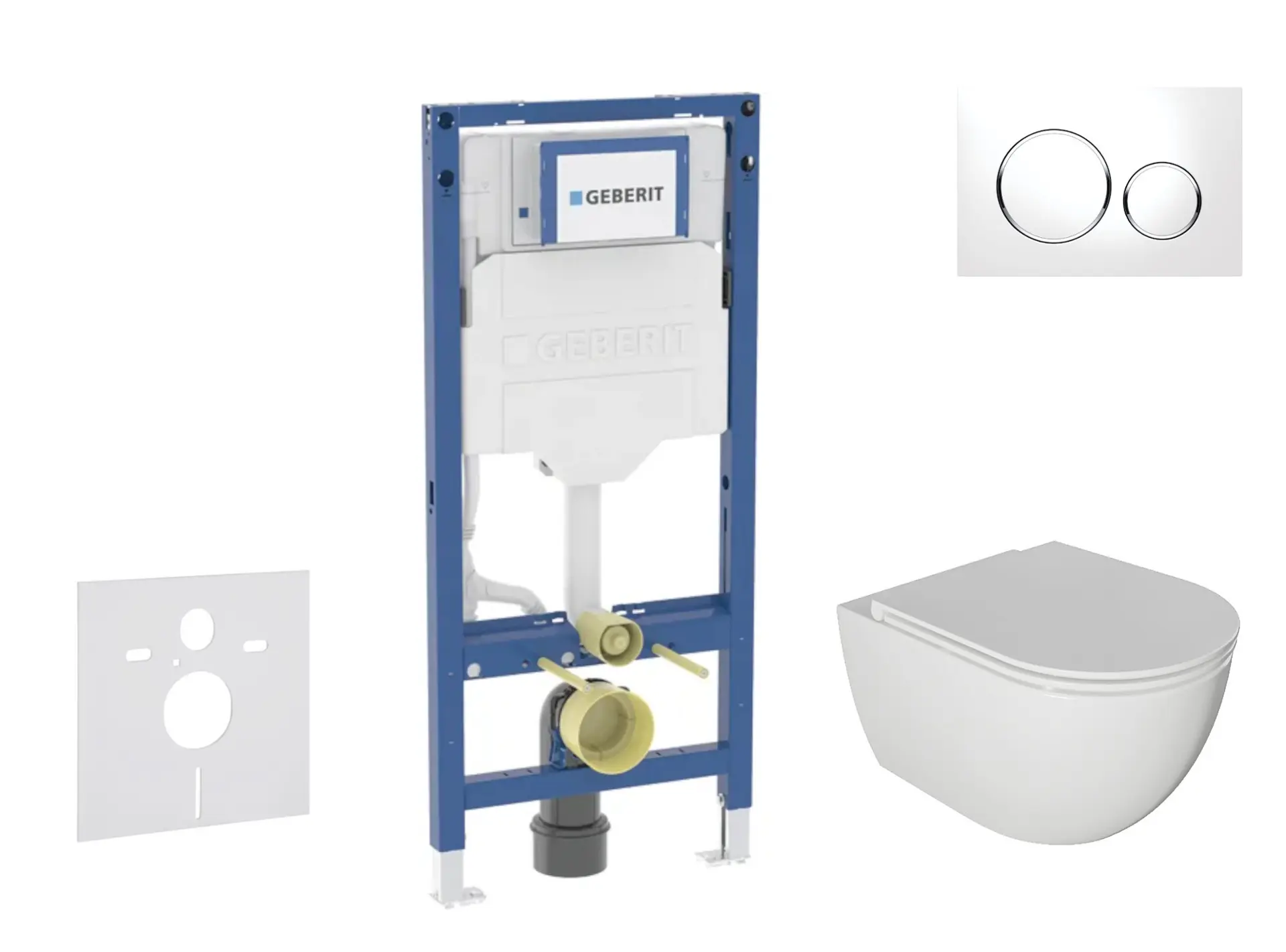 Geberit Duofix - komplekts ar priekšsienas elementu, Oudee WC ar Softclose sēdekli un Sigma20 vadības plati, balts/hroms SANI11CA3114B