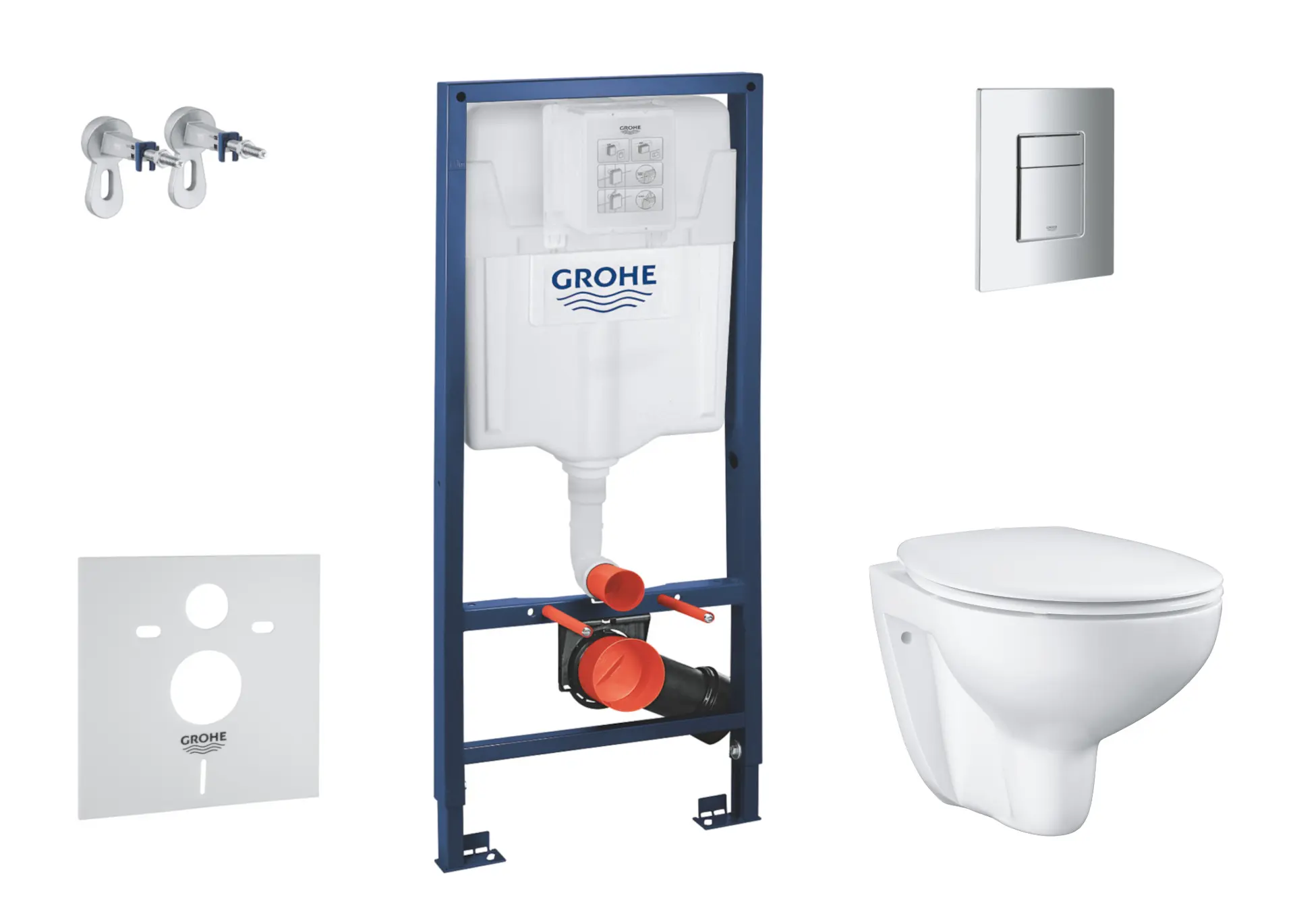 Grohe Solido - montāžas rāmja komplekts, WC un sēdeklis Bau Ceramic, SoftClose, vadības plate Even, hroms SANI15BB1100
