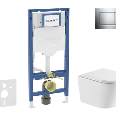 Geberit Duofix - komplekts ar priekšsienas elementu, Nefia WC un SoftClose sēdekli, Sigma20 vadības plāksni, hroms SANI11CA1162