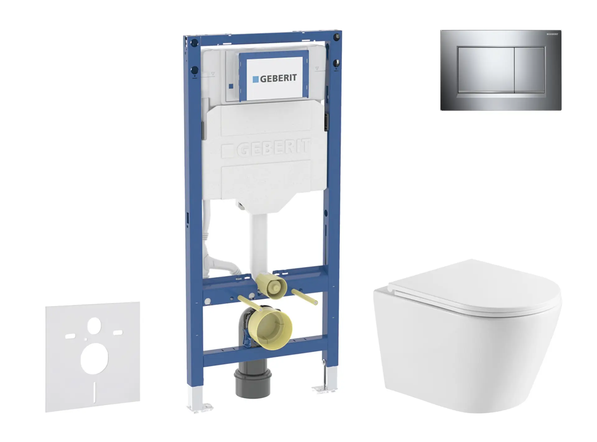 Geberit Duofix - komplekts ar priekšsienas elementu, Nefia WC un SoftClose sēdekli, Sigma20 vadības plāksni, hroms SANI11CA1162