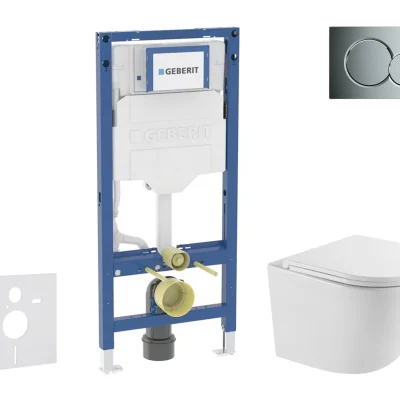 Geberit Duofix - komplekts ar priekšsienas elementu, Oudee WC ar Softclose sēdekli un Sigma01 vadības plāksni, spīdīgs hroms SANI11CA1158
