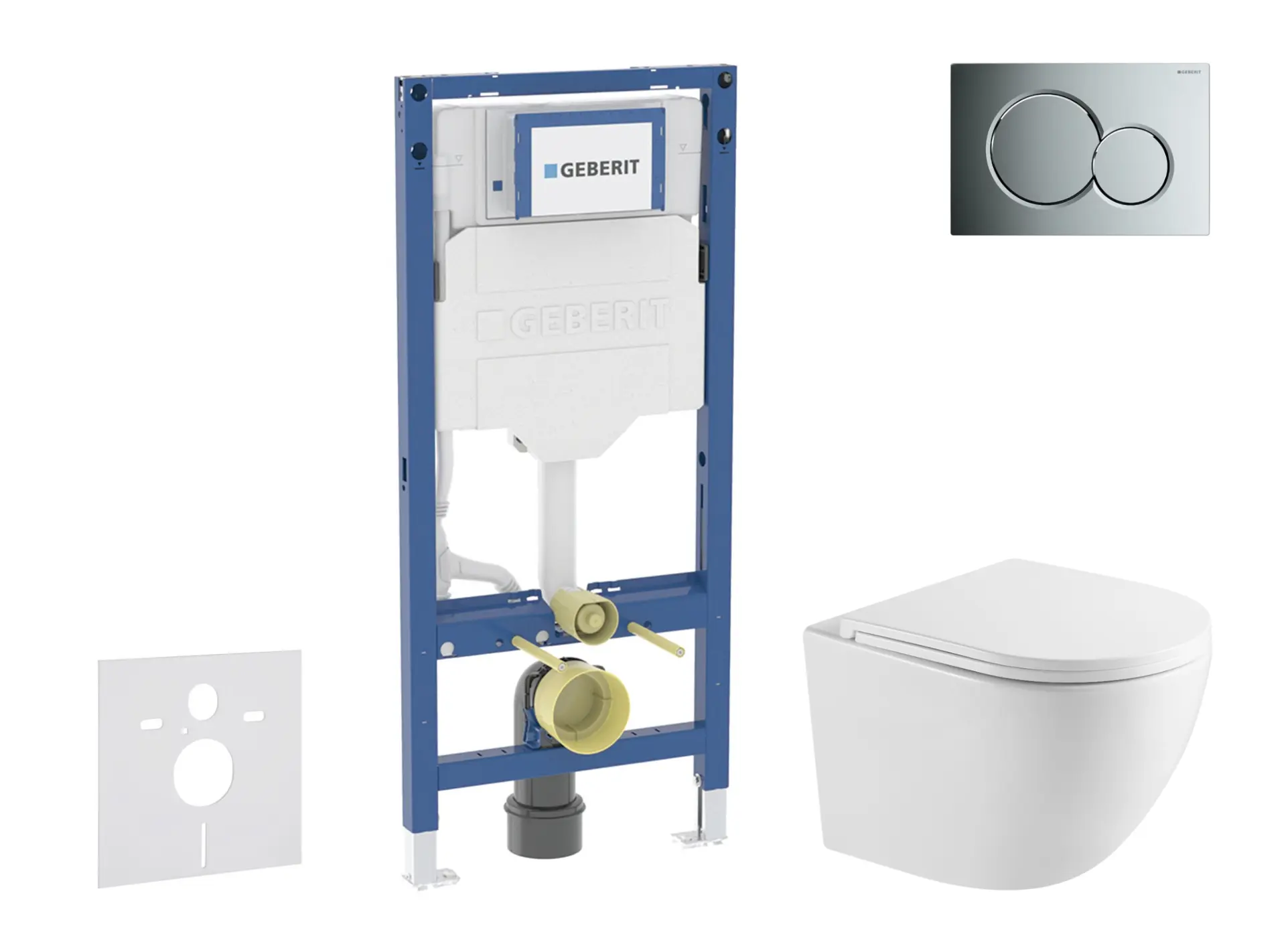 Geberit Duofix - komplekts ar priekšsienas elementu, Oudee WC ar Softclose sēdekli un Sigma01 vadības plāksni, spīdīgs hroms SANI11CA1158