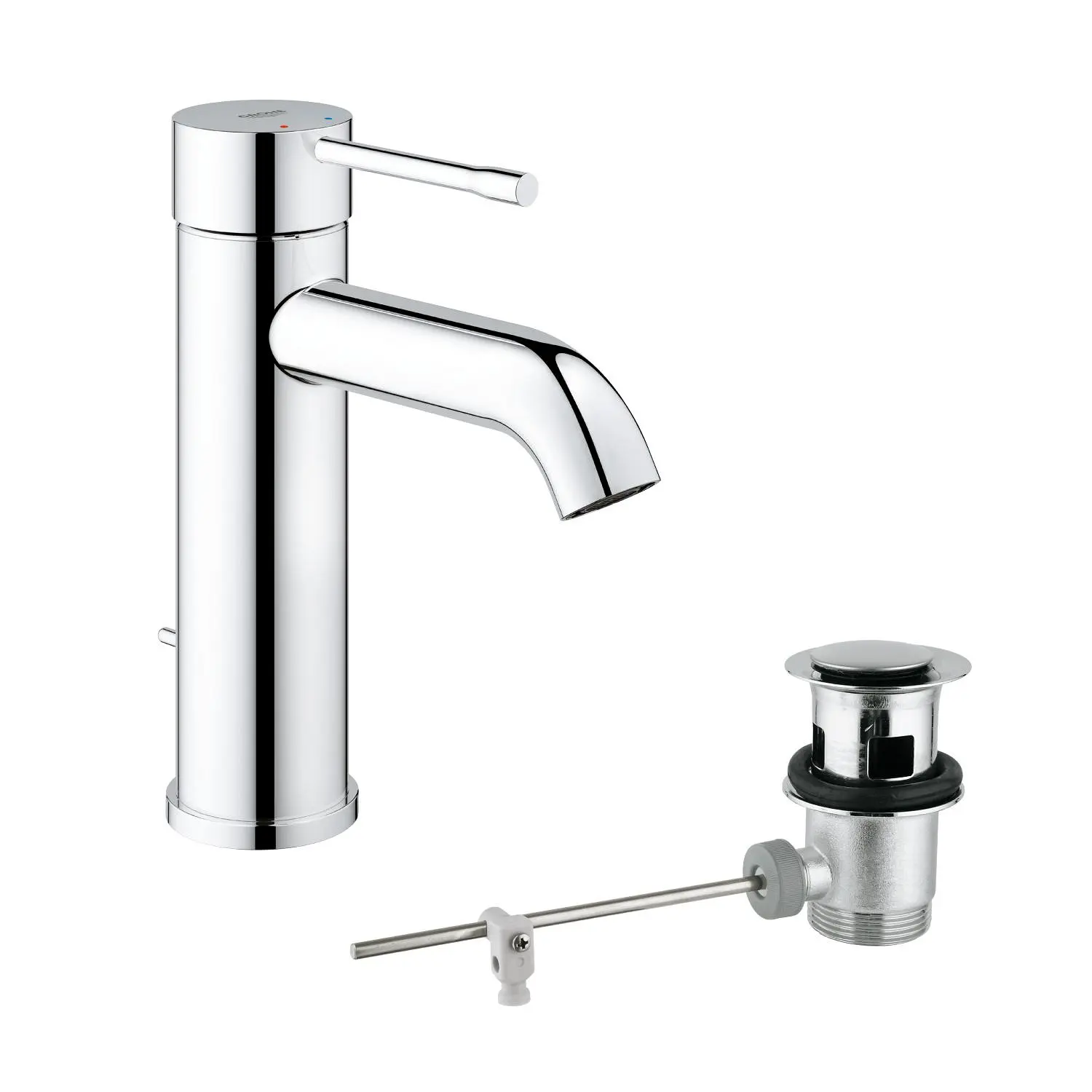 Grohe Essence - izlietnes vienas sviras maisītājs ar noteces komplektu, hromēts 23589001