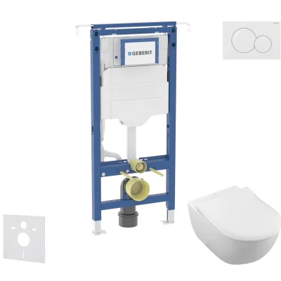 Geberit Duofix - komplekts ar priekšsienas elementu, Villeroy Boch WC un sēdekli, Sigma01 pogām, DirectFlush, SoftClose, CeramicPlus, Alpu balts SANI11CK3113