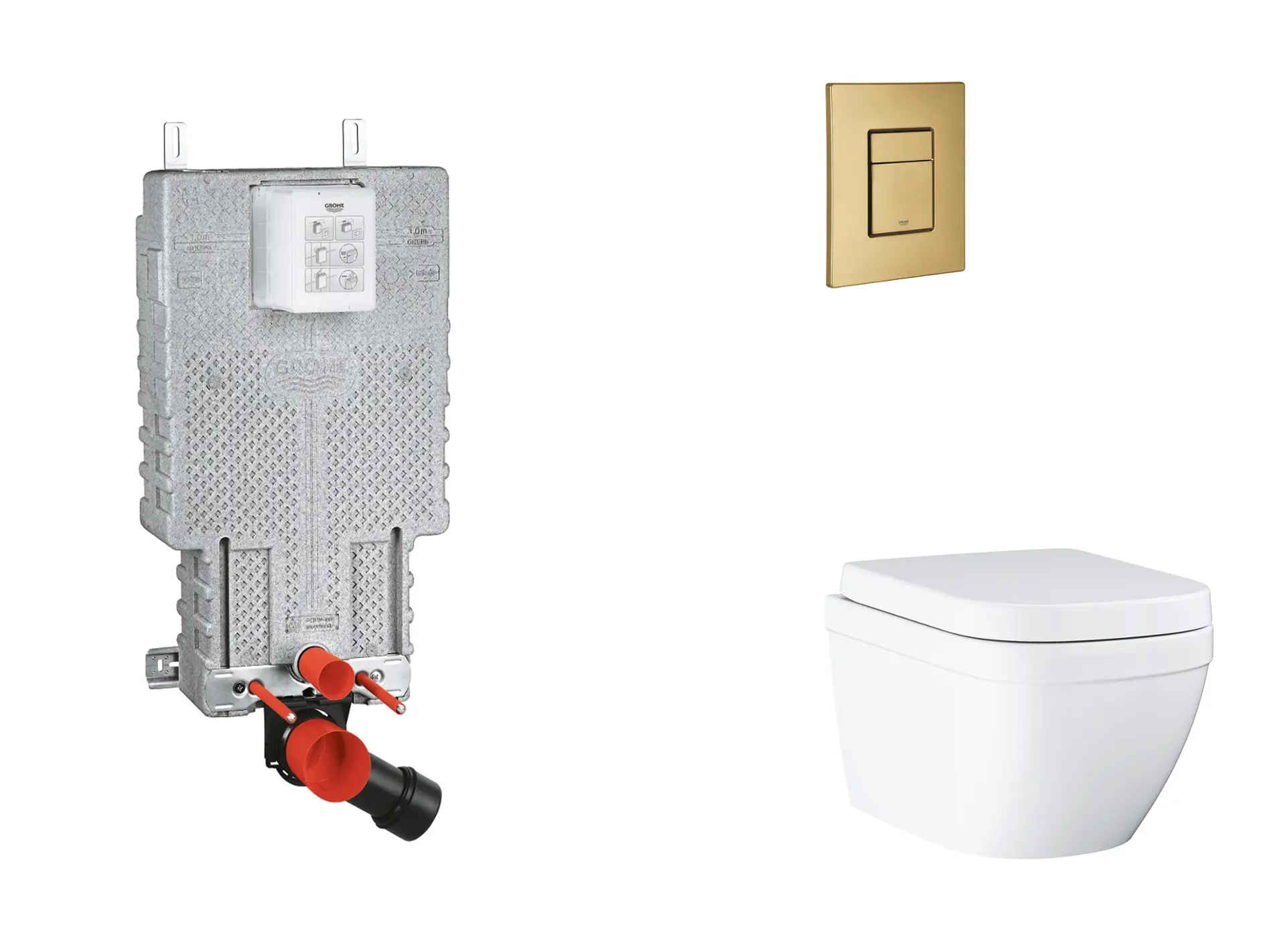 Grohe Uniset - komplekts priekšsienas elements, WC ar Softclose sēdekli un Skate Cosmopolitan vadības plati, Triple Vortex, Cool Sunrise birstēts SANI15BB4106