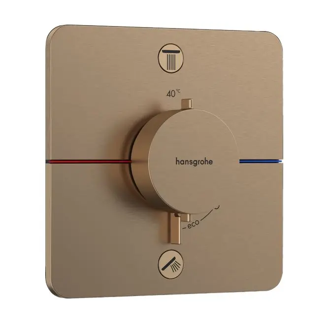 Hansgrohe ShowerSelect Comfort - zemapmetuma termostata maisītājs, paredzēts 2 patērētājiem, matēts bronzas tonis 15583140