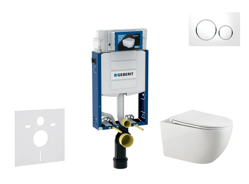 Geberit Kombifix - iebūvējamā rāmja komplekts, Gaia-WC ar Softclose sēdekli un Sigma20 vadības plati, balts/hroms SANI15CA3117