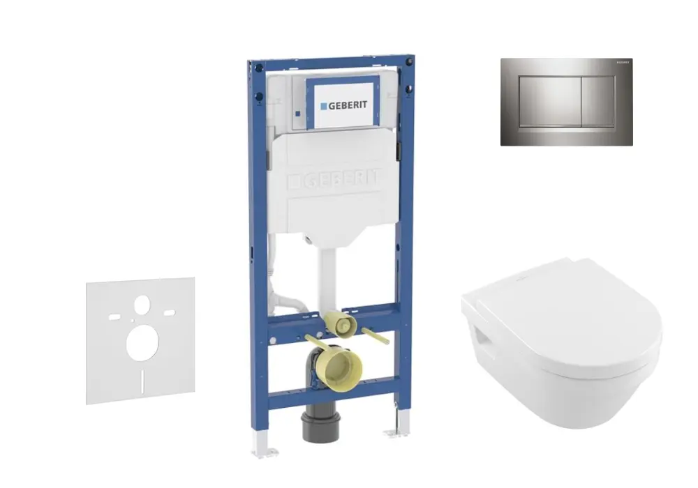 Geberit Duofix - komplekts ar priekšsienas elementu, Architectura WC ar Softclose sēdekli un Sigma20 vadības plati, hroms SANI11CK1105