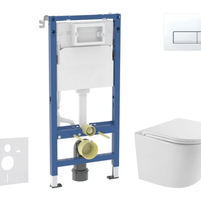Geberit Duofix - komplekts priekšsienas elements, WC Oudee ar Softclose sēdekli un Delta50 vadības plati, alpu balts SANI11CA31103