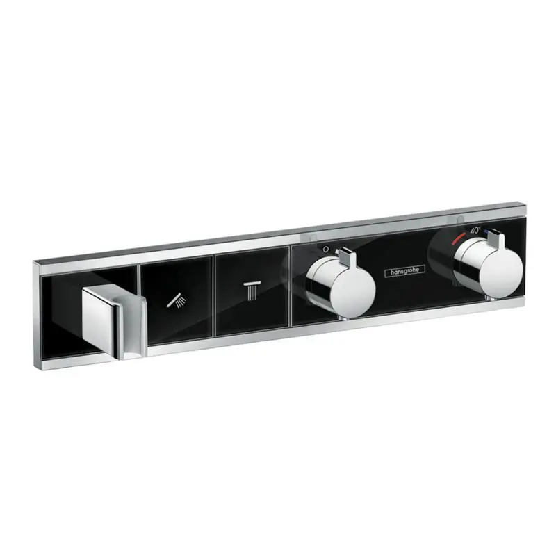 Hansgrohe RainSelect - termostata dušas maisītājs - zemapmetuma 2 patērētājiem, melns / hromēts 15355600
