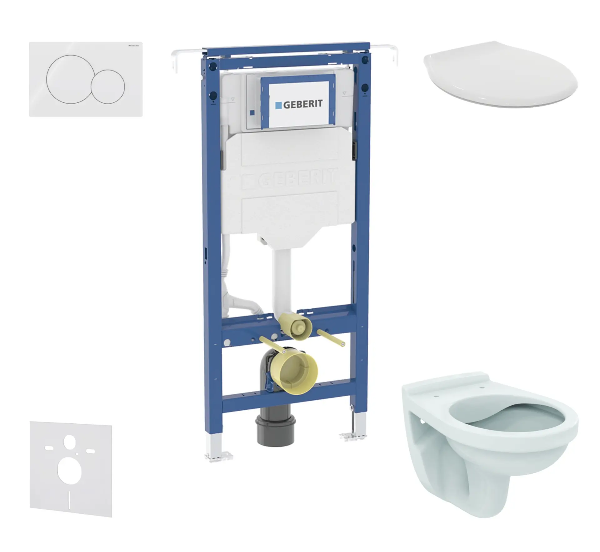 Geberit Duofix - komplekts ar priekšsienas elementu, Alpha-WC ar sēdekli un Sigma01 vadības plati, alpu balts SANI11CD3113