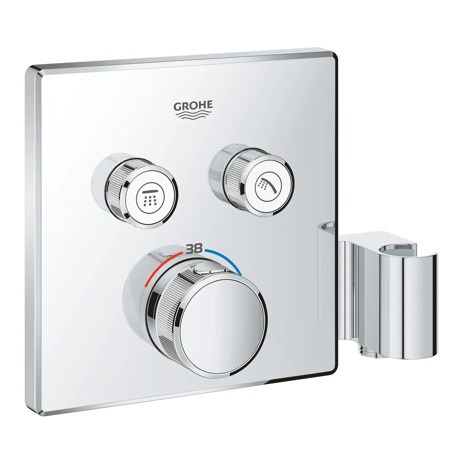 Grohe Grohtherm SmartControl - termostatisks vannas maisītājs - zemapmetuma ar 2 noslēgvārstiem un dušas turētāju, hromēts 29125000