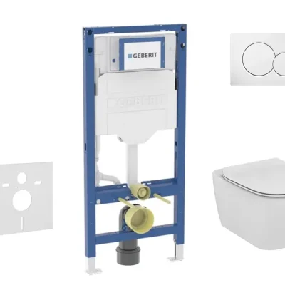Geberit Duofix - komplekts ar priekšsienas elementu, Tesi WC ar Softclose sēdekli un Sigma01 vadības plati, Alpu balts SANI11CD3132