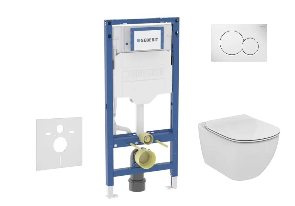 Geberit Duofix - komplekts ar priekšsienas elementu, Tesi WC ar Softclose sēdekli un Sigma01 vadības plati, Alpu balts SANI11CD3132
