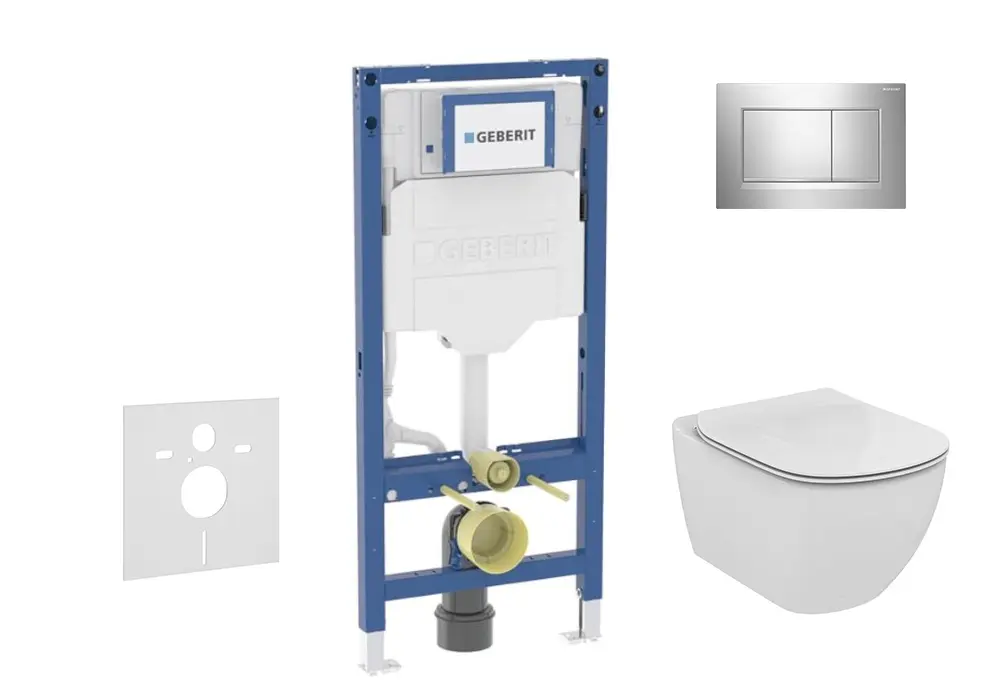 Geberit Duofix - komplekts priekšsienas elements, Tesi-WC ar Softclose sēdekli un Sigma20 vadības plati, spīdīgs hroms/matēts hroms SANI11CD1137