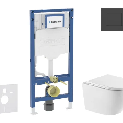 Geberit Duofix - komplekts ar priekšsienas elementu, WC Oudee ar Softclose sēdekli un Sigma20 vadības plati, matēti melns/melns SANI11CA5168