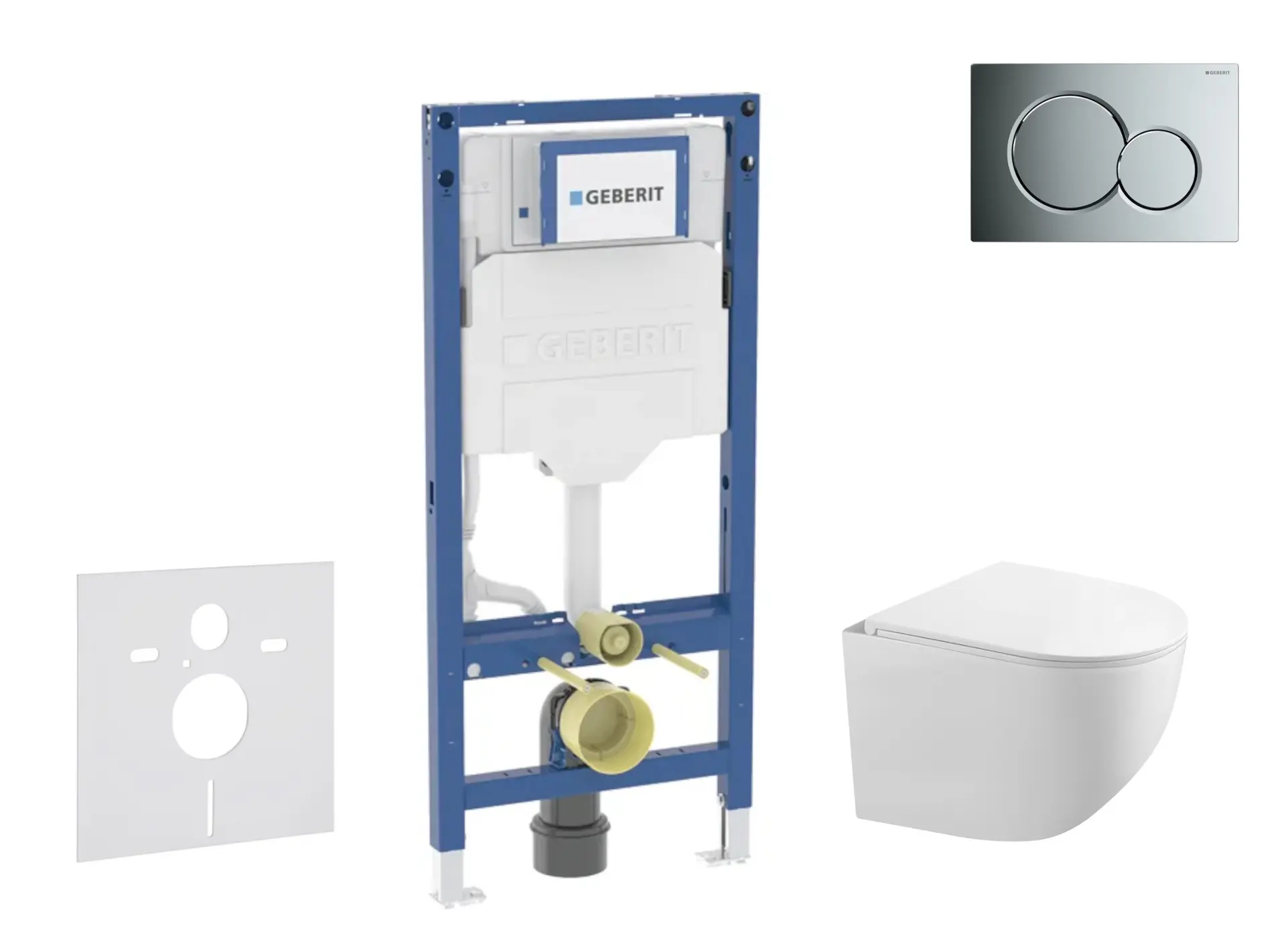Geberit Duofix - iebūvējamā rāmja komplekts, Gaia WC ar Softclose sēdekli un Sigma01 vadības plati, hroms spīdīgs SANI11CA1126B
