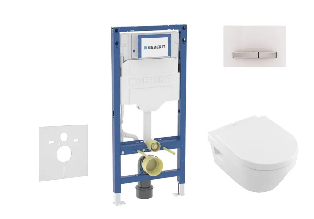 Geberit Duofix - komplekts ar priekšsienas elementu, Architectura WC ar Softclose sēdekli un Sigma50 vadības plati, Alpu balts SANI11CK3107