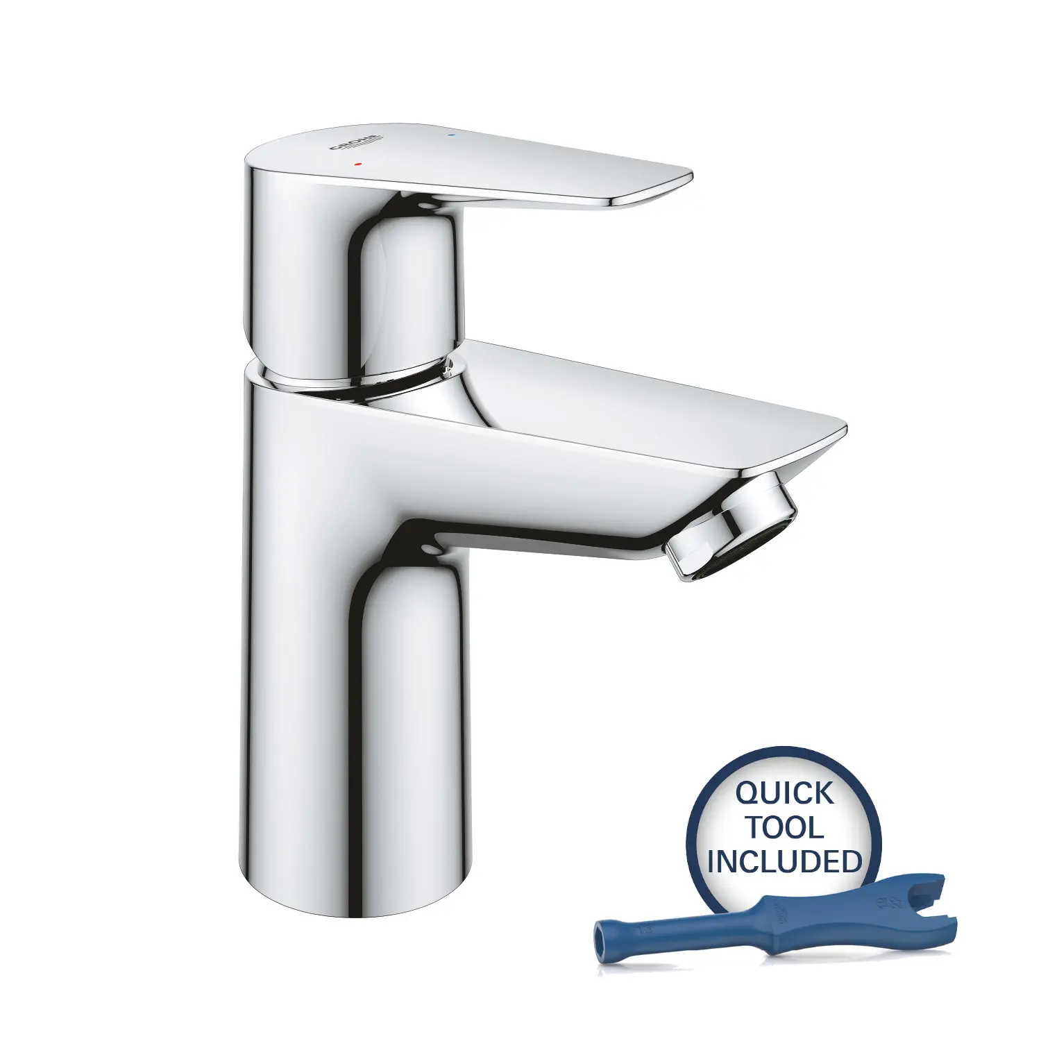 Grohe Start Edge - izlietnes maisītājs ar Push-Open noteci, hroms 23898001