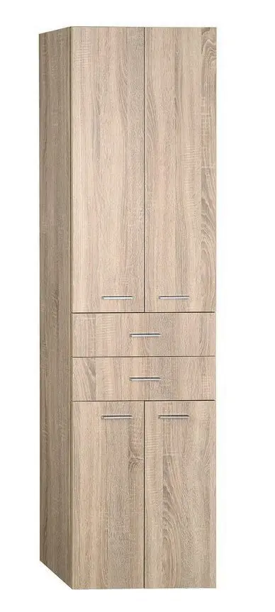 Aqualine Keramia Fresh - augstais skapītis ZOJA ar izvelkamām atvilktnēm, 50x184x29 cm, platīna ozols 51296