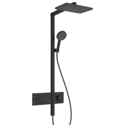 Hansgrohe Raindance Alive Q - dušas komplekts ar termostatu, 21x34 cm, 3 strūklas veidi, matēti melns 24580670
