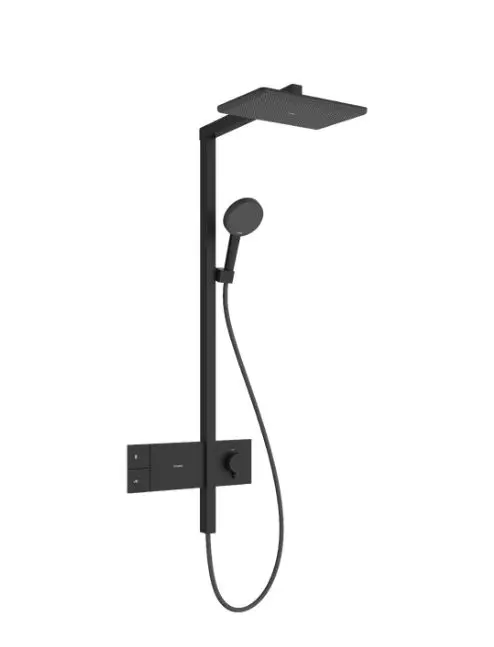 Hansgrohe Raindance Alive Q - dušas komplekts ar termostatu, 21x34 cm, 3 strūklas veidi, matēti melns 24580670