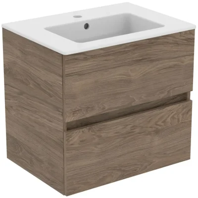Ideal Standard Eurovit - izlietne ar skapīti, 55x60x44 cm, 2 atvilktnes, riekstkoks R0572Y9