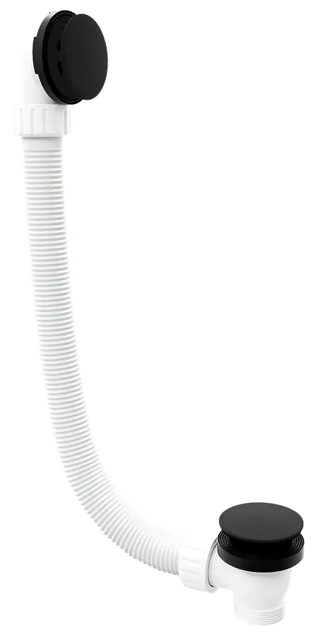 Polysan - vannas noteces un pārplūdes komplekts, garums 120 cm, ClickClack, matēti melns 71858.21
