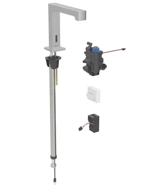 Geberit Brenta - elektronisks termostata izlietnes maisītājs, tīkla barošana, easy to clean, matēts nerūsējošais tērauds 116.197.SN.1