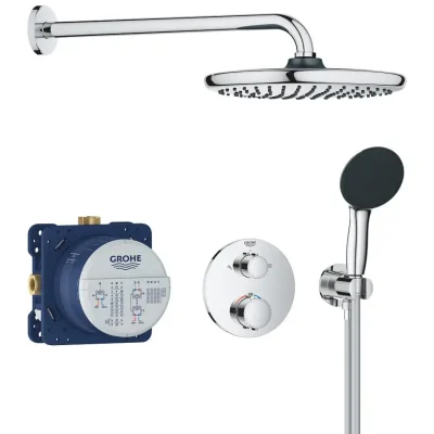 Grohe Precision - dušas komplekts ar termostatu zemapmetuma montāžai, diametrs 25 cm, hroms 34883000