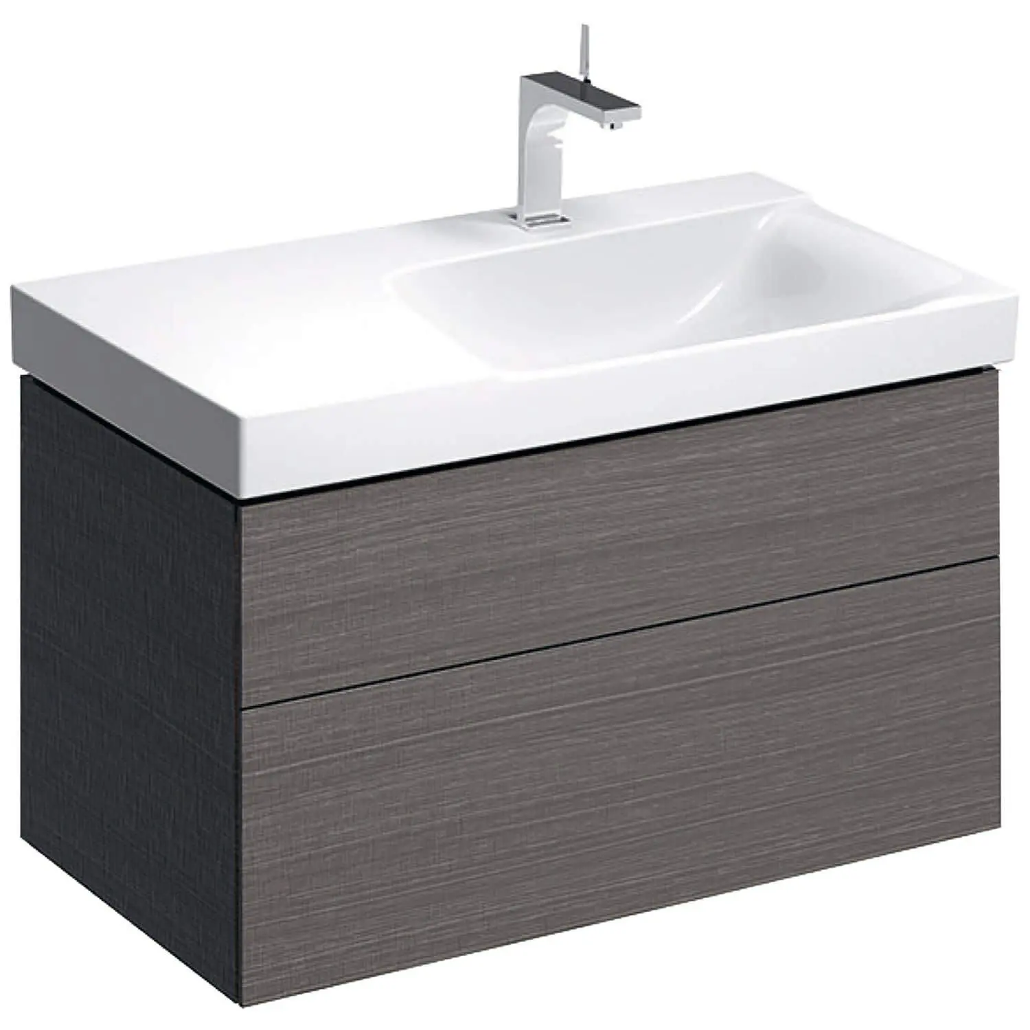 Geberit Xeno 2 - izlietnes skapītis 90 cm ar virsmu, atvilktne ar LED apgaismojumu, pelēks 500.516.43.1