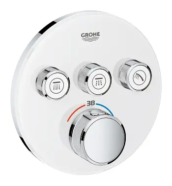 Grohe Grohtherm SmartControl - termostata vannas maisītājs - zemapmetuma ar 3 noslēgvārstiem, Moon White 29904LS0