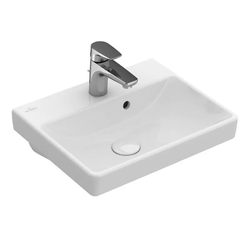 Villeroy & Boch Avento - rokas izlietne 45x37 cm, ar pārplūdi, ar jaucējkrāna atveri, CeramicPlus, Stone White 735845RW