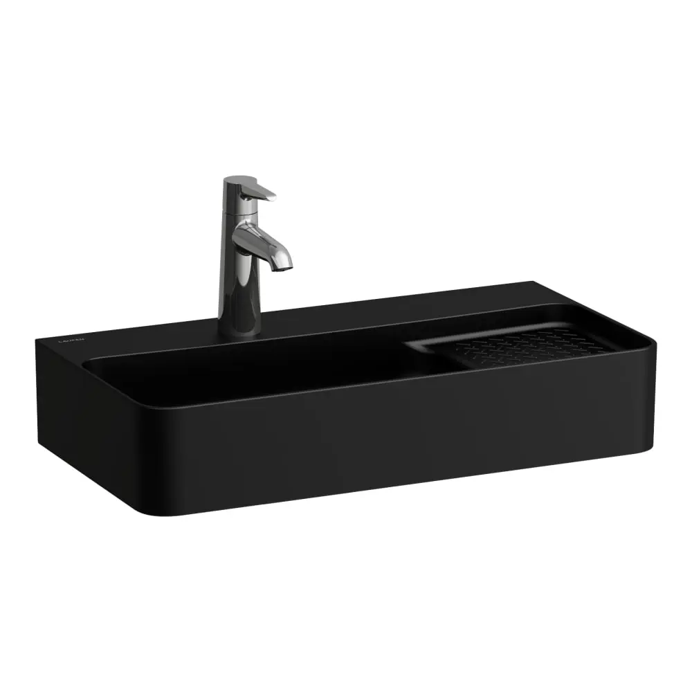 Laufen VAL - roku izlietne, 60x31 cm, bez pārplūdes, jaucējkrāna atvere, matēti melna H8152857161041
