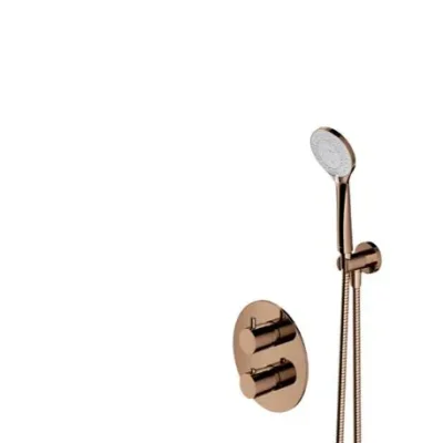 OMNIRES Y - dušas komplekts ar zemapmetuma termostatu, ar iebūvējamo daļu, diametrs 25 cm, 5 strūklas veidi, varš SYSYT05CP