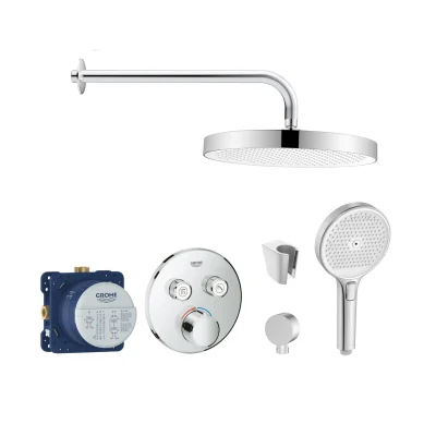 Grohe/Kielle - dušas komplekts ar maisītāju un zemapmetuma korpusu, hroms SANI21GKK009