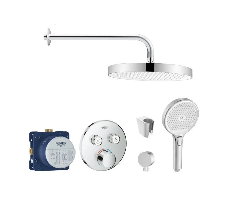 Grohe/Kielle - dušas komplekts ar maisītāju un zemapmetuma korpusu, hroms SANI21GKK009